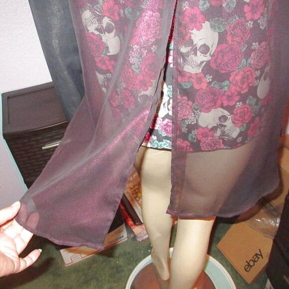 Y2K Vtg Lip Service Iridescent Mesh Top Size L Blacklist Sheer Sleeveless Goth - Picture 10 of 12